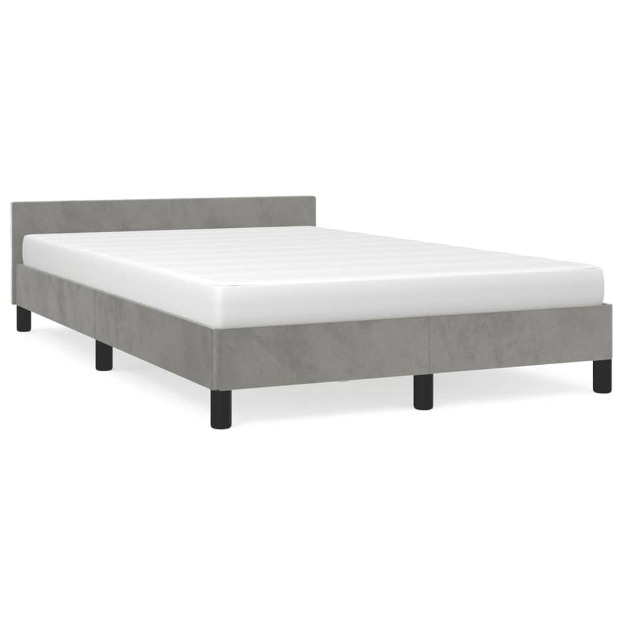 Bedframe Met Hoofdbord Fluweel Lichtgrijs 120 x 190 cm