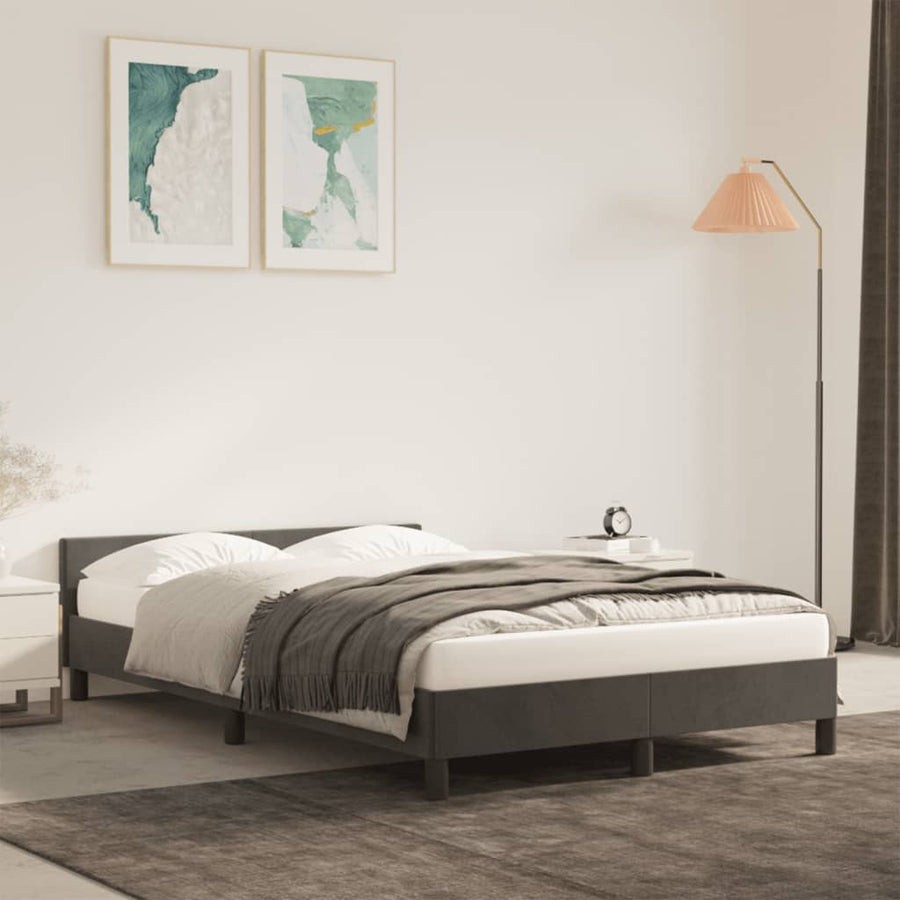 Bedframe Met Hoofdbord Fluweel Donkergrijs 120 x 190 cm