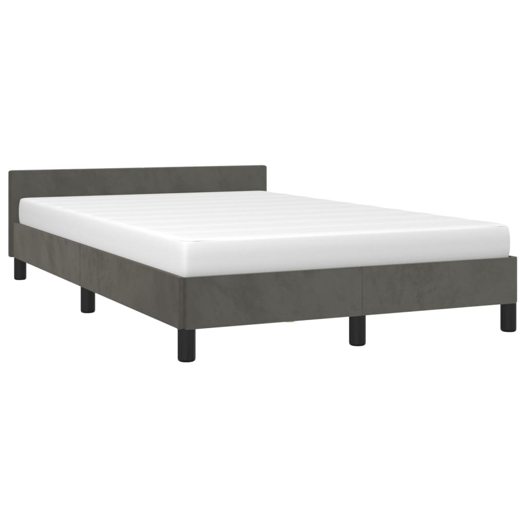 Bedframe Met Hoofdbord Fluweel Donkergrijs 120 x 190 cm