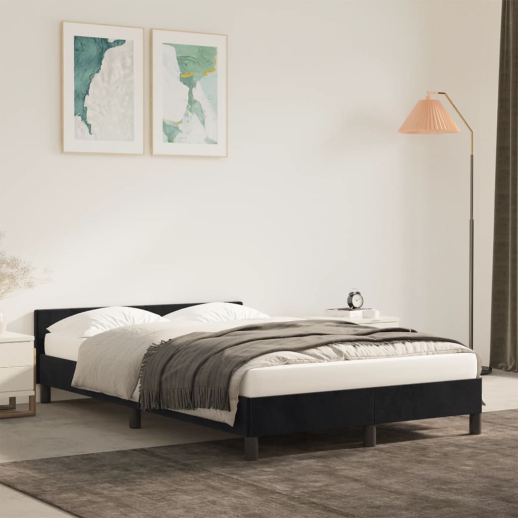 Bedframe Met Hoofdbord Fluweel Zwart 120 x 190 cm
