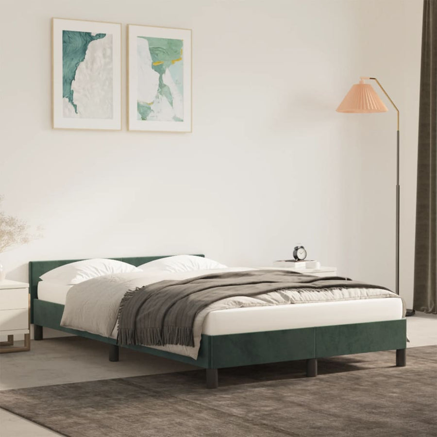Bedframe Met Hoofdbord Fluweel Donkergroen 120 x 190 cm