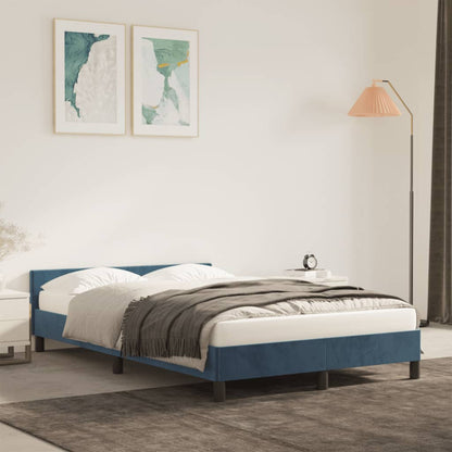 Bedframe Met Hoofdbord Fluweel Donkerblauw 120 x 190 cm