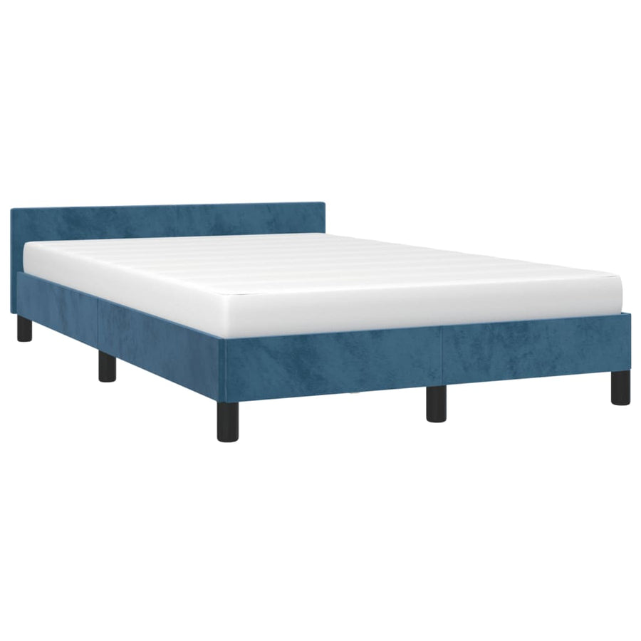Bedframe Met Hoofdbord Fluweel Donkerblauw 120 x 190 cm