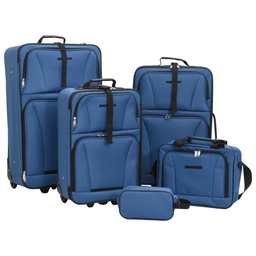 5-delige Kofferset stof blauw Blauw