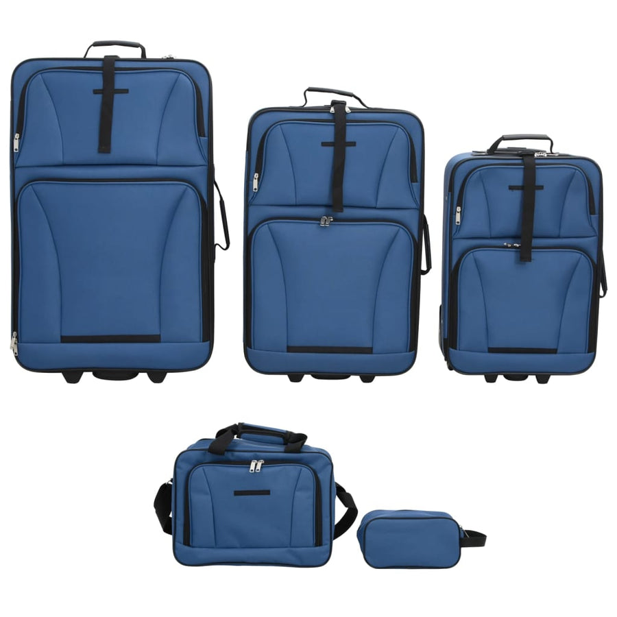 5-delige Kofferset stof blauw Blauw