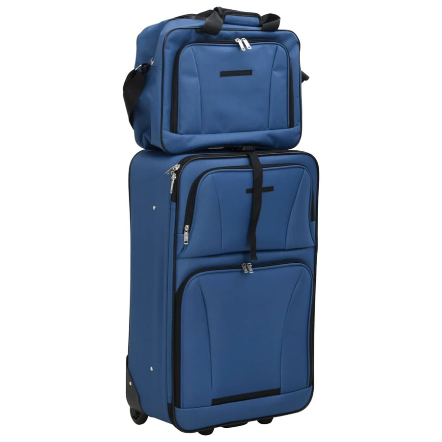 5-delige Kofferset stof blauw Blauw