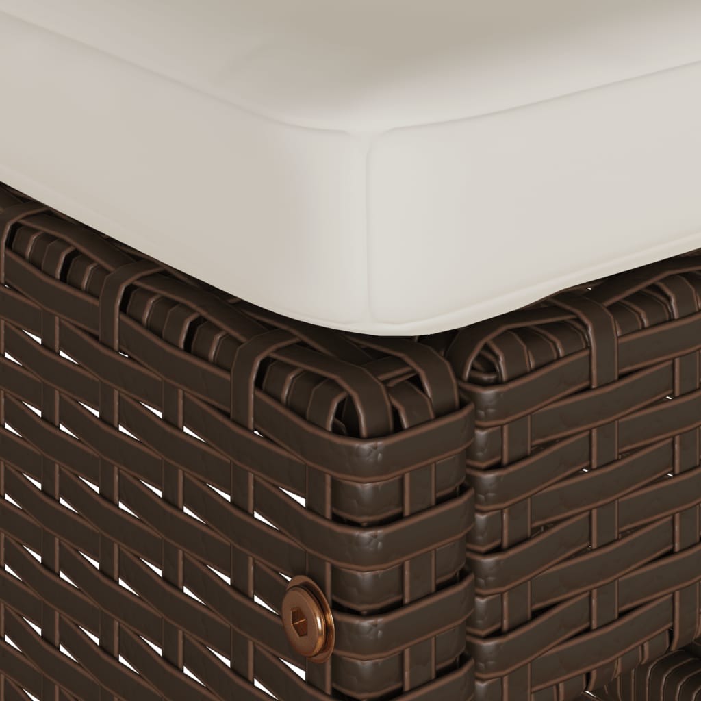 Tuinbarkrukken 2 st met kussens poly rattan bruin