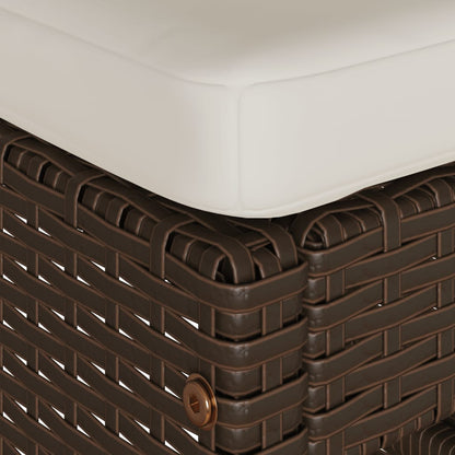 Tuinbarkrukken 2 st met kussens poly rattan bruin