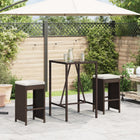 Garden Bar Stools 2 pcs with cushions poly rattan brown