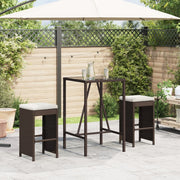 Tuinbarkrukken 2 stuks poly rattan bruin met kussens