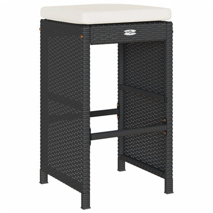 Tuinbarkrukken met kussens 2 st poly rattan zwart