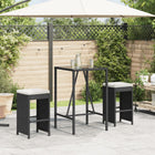 Garden bar stools with cushions 2 pcs poly rattan black