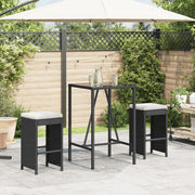Tuinbarkruk poly rattan zwart 2 stuks 40x40x76 cm