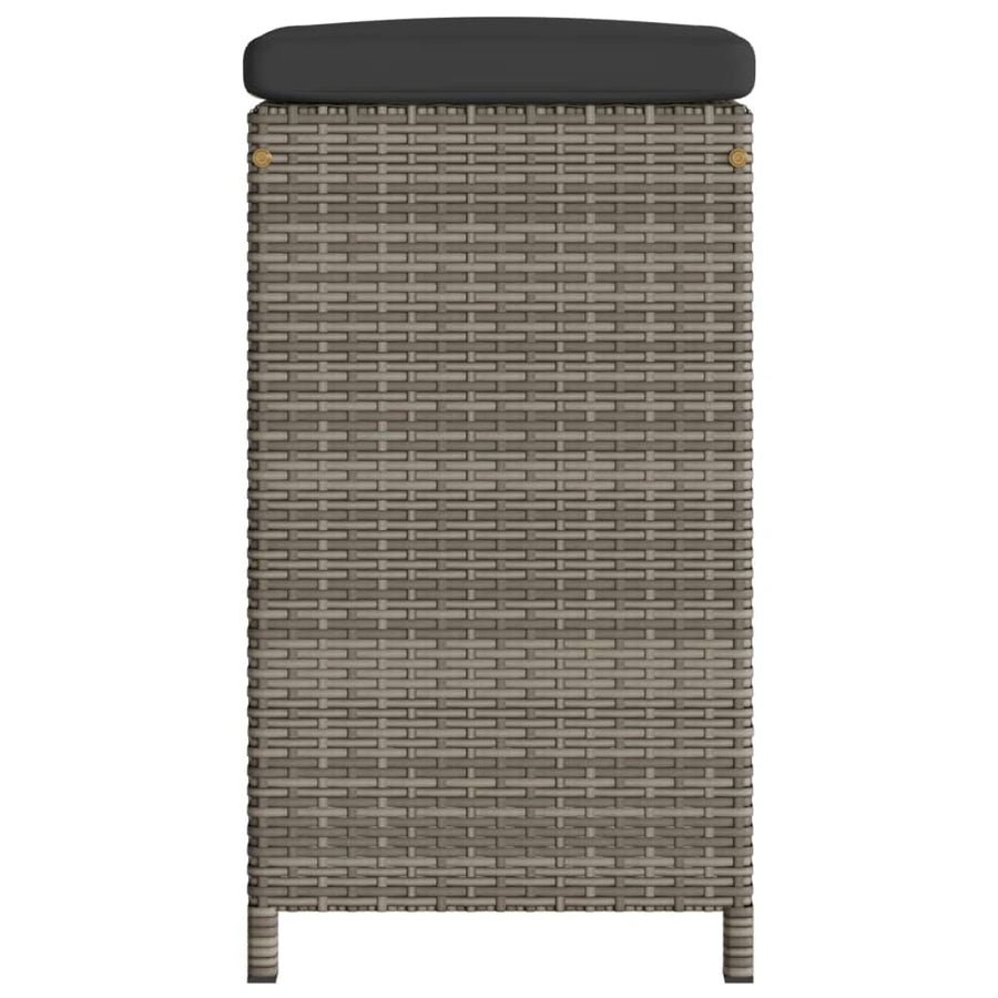 Tuinbarkrukken met kussens 2 st poly rattan grijs