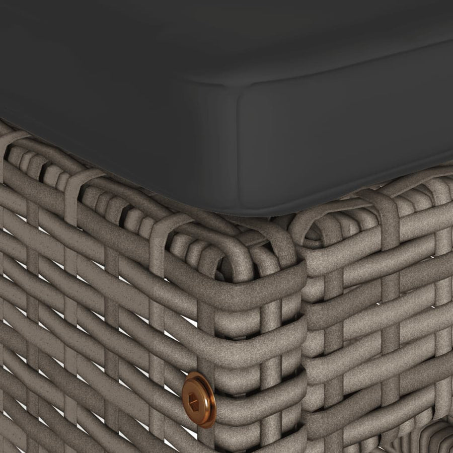 Tuinbarkrukken met kussens 2 st poly rattan grijs