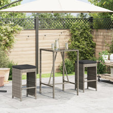 Tuinbarkrukken met kussens 2 st poly rattan grijs
