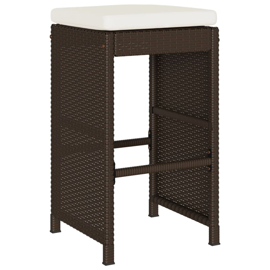 Tuinbarkrukken met kussens 4 st poly rattan bruin