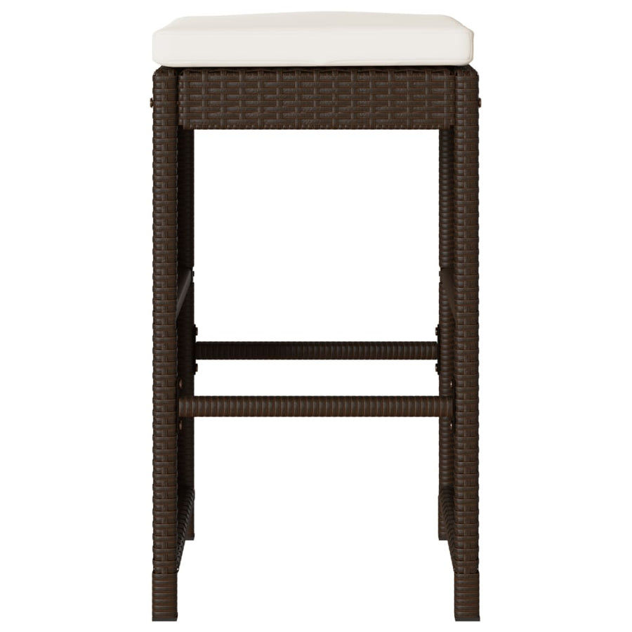 Tuinbarkrukken met kussens 4 st poly rattan bruin