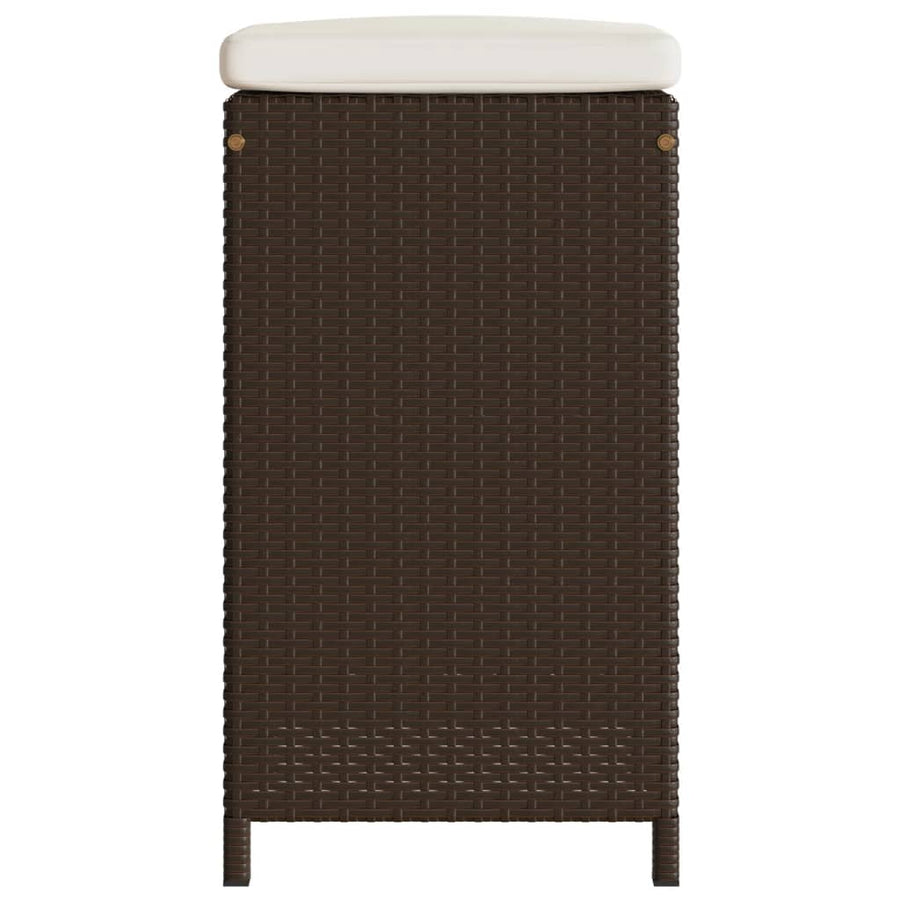 Tuinbarkrukken met kussens 4 st poly rattan bruin