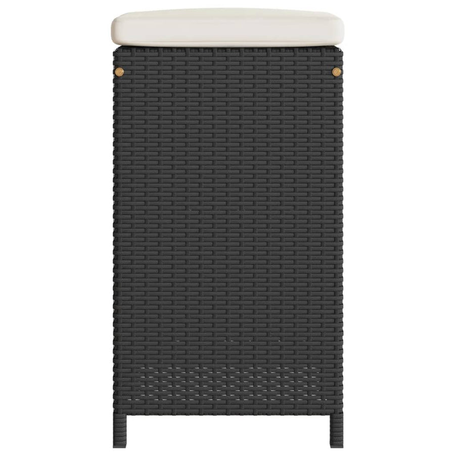 Tuinbarkrukken met kussens 4 st poly rattan zwart