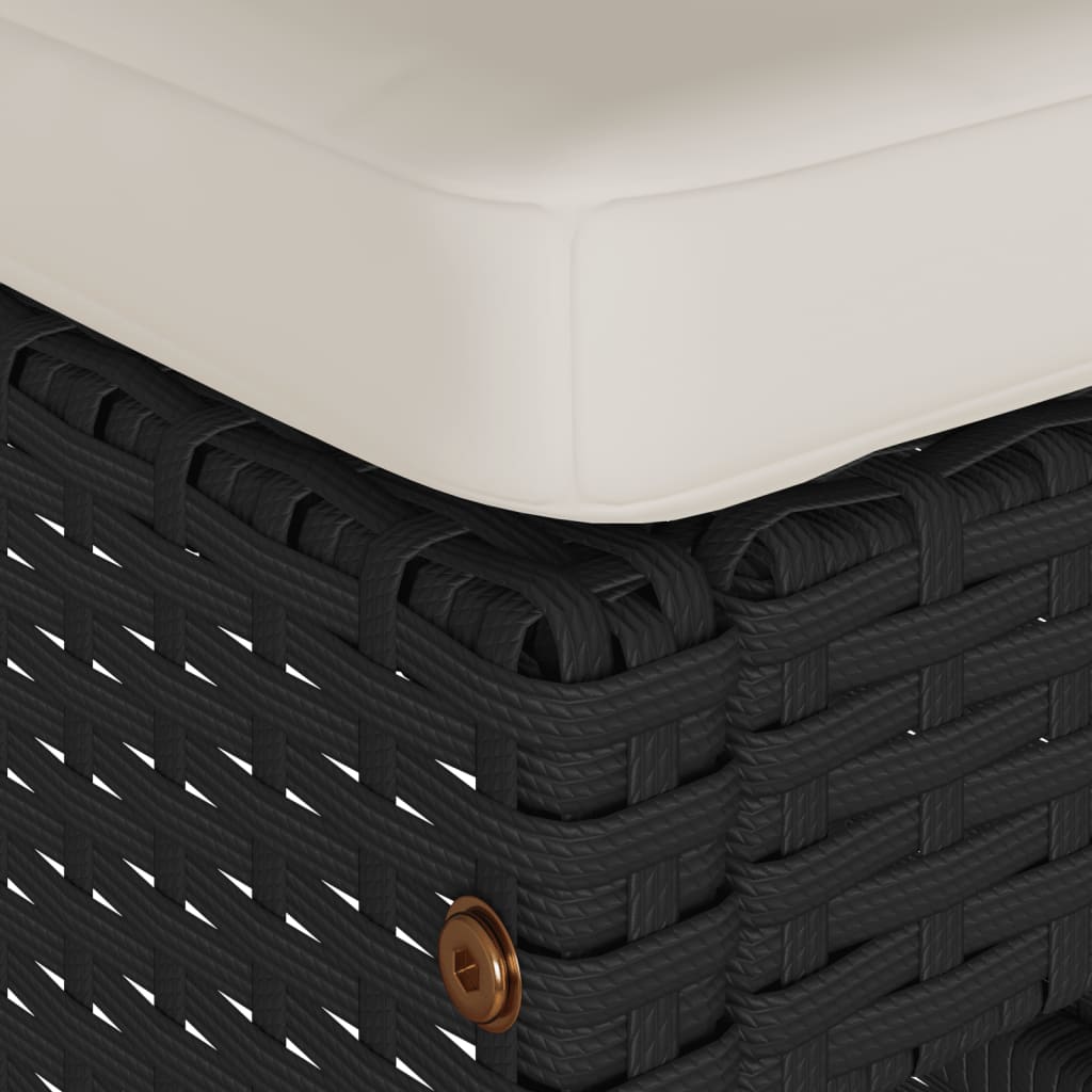 Tuinbarkrukken met kussens 4 st poly rattan zwart