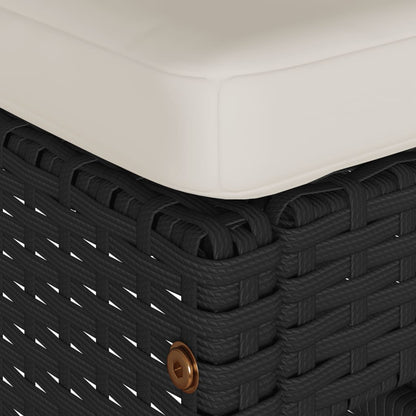 Tuinbarkrukken met kussens 4 st poly rattan zwart
