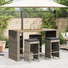 Garden Bar Stools with Cushions 4 pcs Poly Rattan Grey