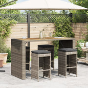 Tuinbarkruk poly rattan grijs 4 stuks 40x40x76 cm