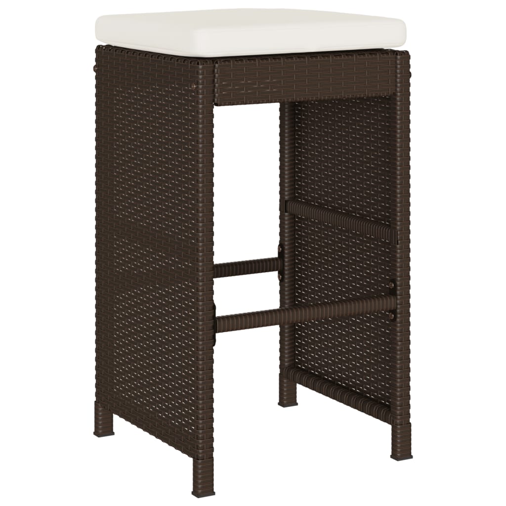 Tuinbarkrukken 6 st met kussens poly rattan bruin