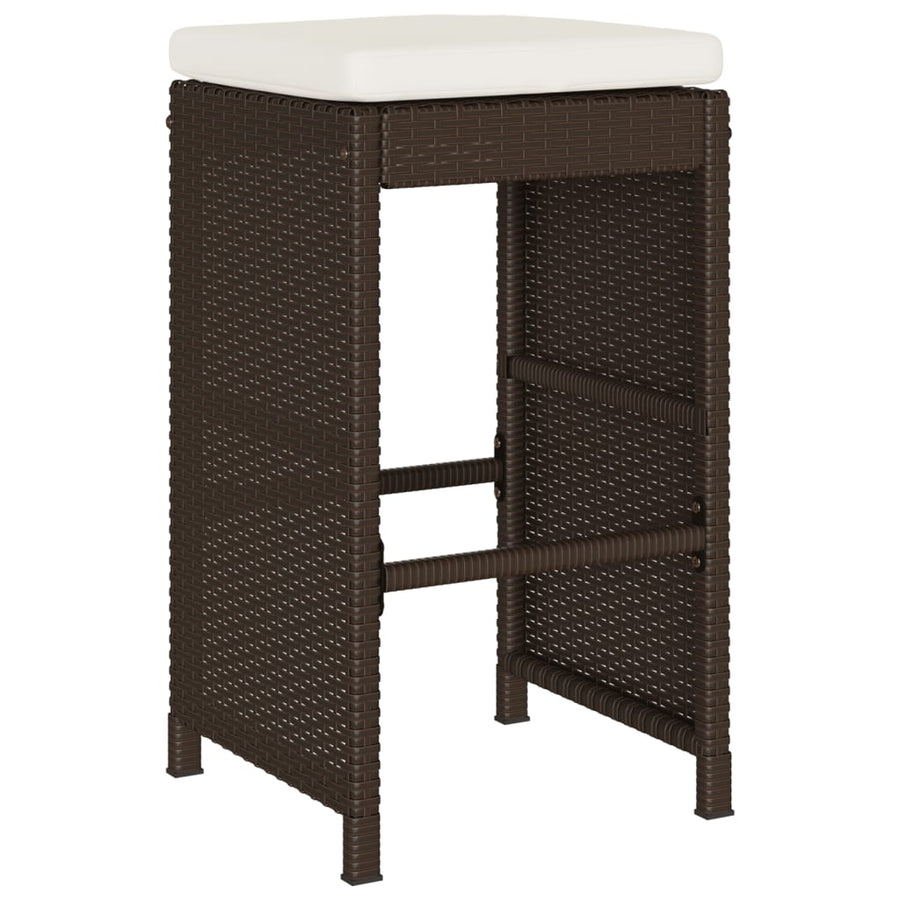 Tuinbarkrukken 6 st met kussens poly rattan bruin