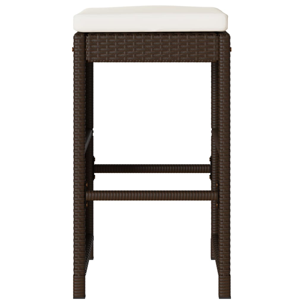 Tuinbarkrukken 6 st met kussens poly rattan bruin