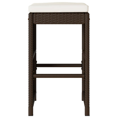 Tuinbarkrukken 6 st met kussens poly rattan bruin