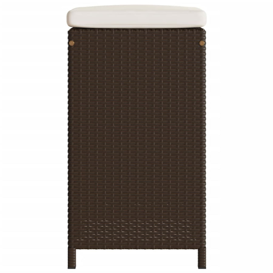 Tuinbarkrukken 6 st met kussens poly rattan bruin