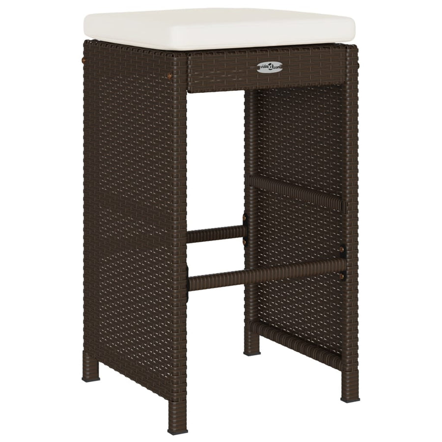 Tuinbarkrukken 6 st met kussens poly rattan bruin