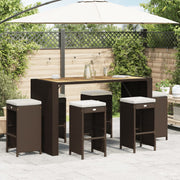 Tuinbarkrukken 6 stuks poly rattan bruin met kussens