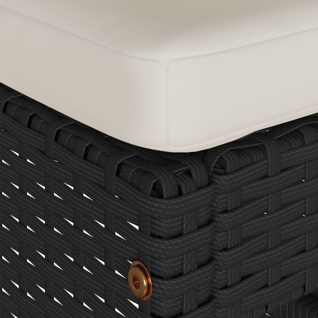 Tuinbarkrukken met kussens 6 st poly rattan zwart