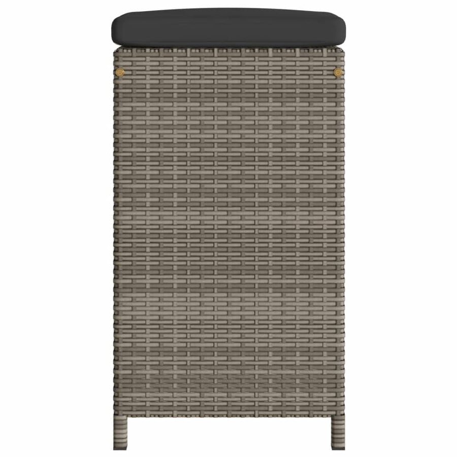 Tuinbarkrukken met kussens 6 st poly rattan grijs