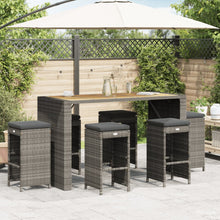 Tuinbarkrukken met kussens 6 st poly rattan grijs