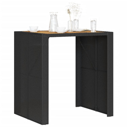 Tuintafel met acaciahouten blad 105x80x110 cm poly rattan zwart