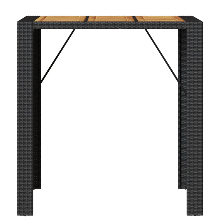 Tuintafel met acaciahouten blad 105x80x110 cm poly rattan zwart