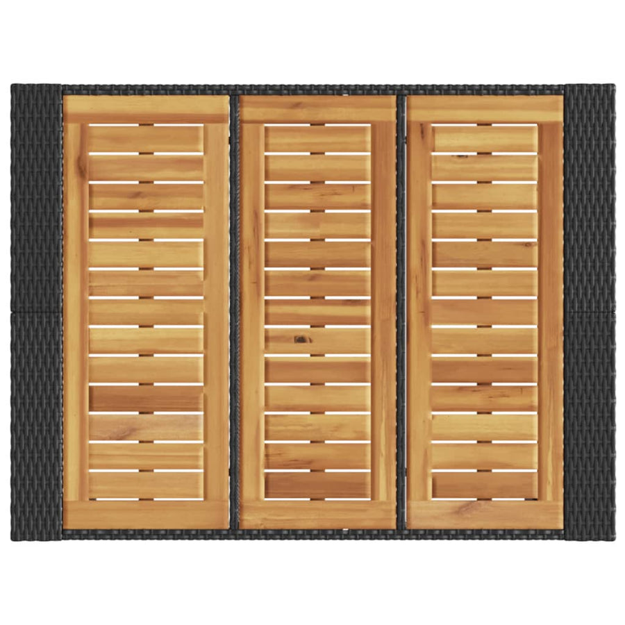 Tuintafel met acaciahouten blad 105x80x110 cm poly rattan zwart
