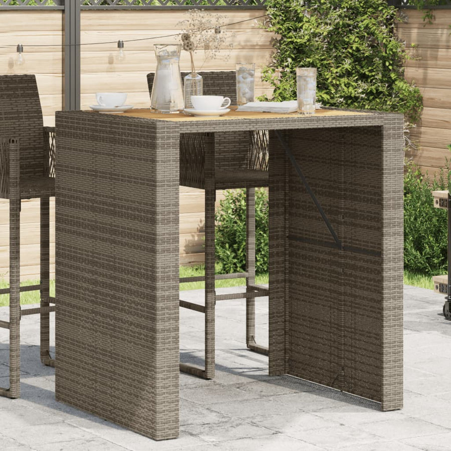 Tuintafel met acaciahouten blad 105x80x110 cm poly rattan grijs