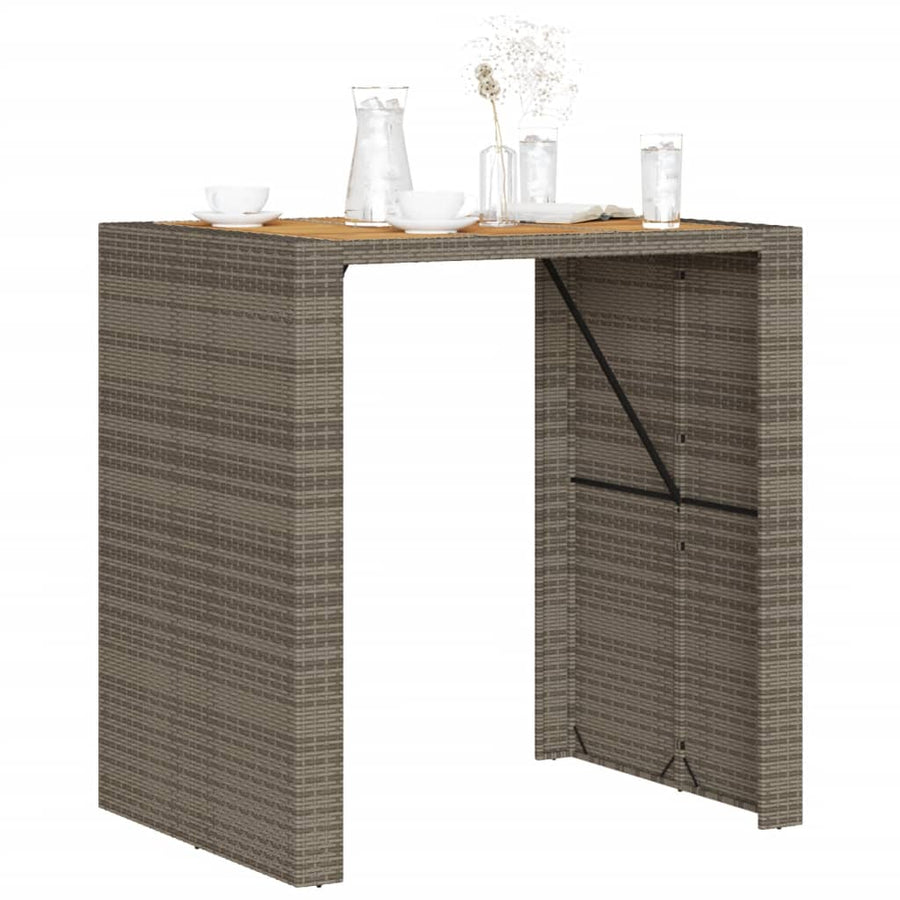 Tuintafel met acaciahouten blad 105x80x110 cm poly rattan grijs