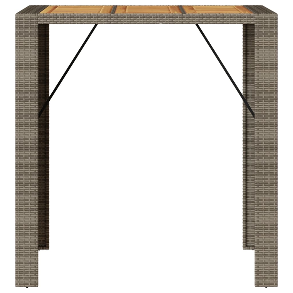 Tuintafel met acaciahouten blad 105x80x110 cm poly rattan grijs
