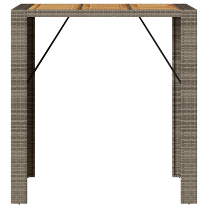 Tuintafel met acaciahouten blad 105x80x110 cm poly rattan grijs