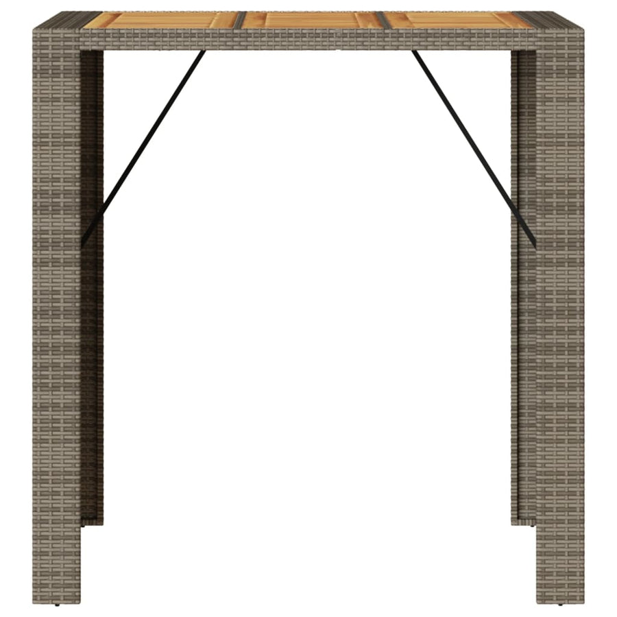 Tuintafel met acaciahouten blad 105x80x110 cm poly rattan grijs