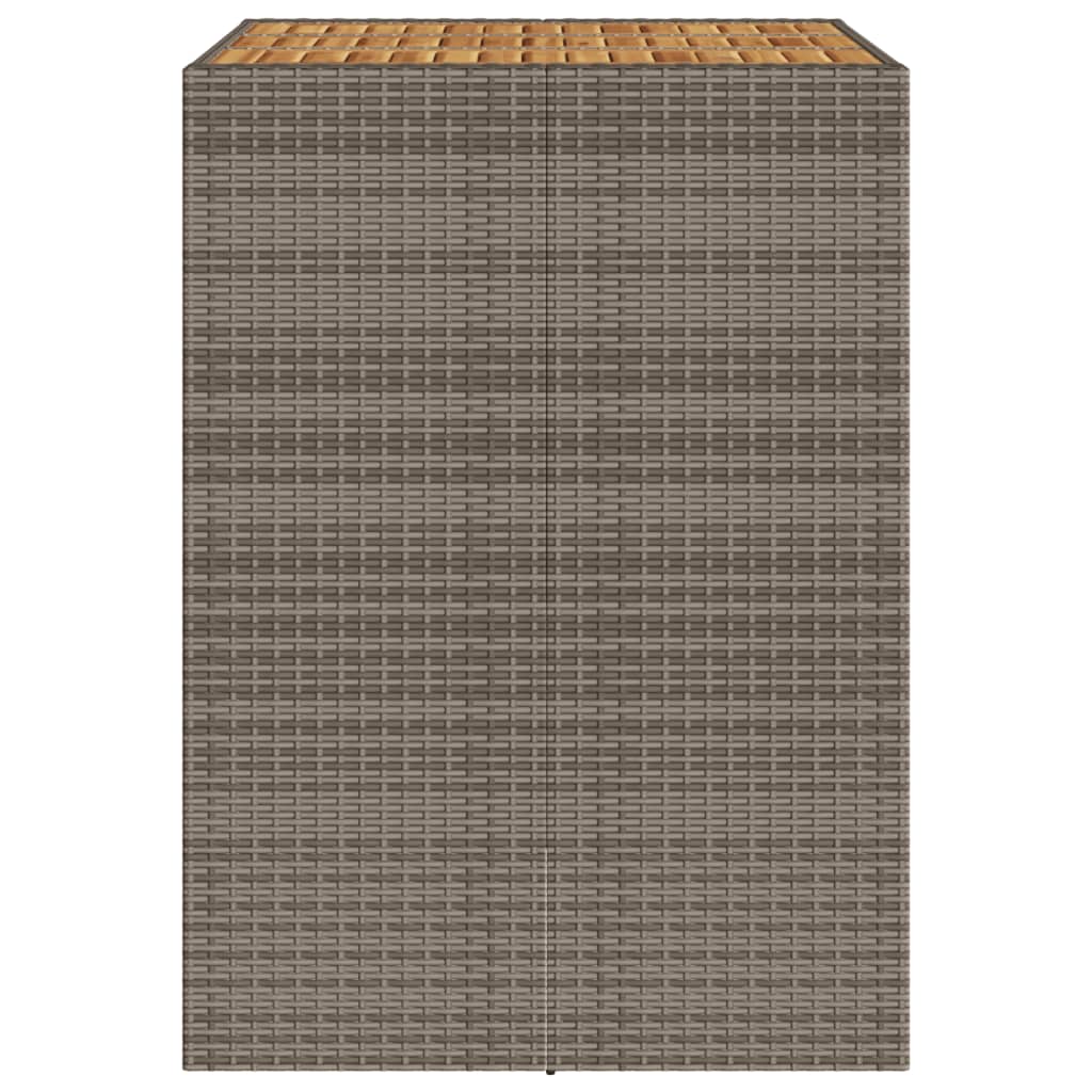 Tuintafel met acaciahouten blad 105x80x110 cm poly rattan grijs