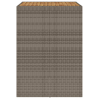 Tuintafel met acaciahouten blad 105x80x110 cm poly rattan grijs