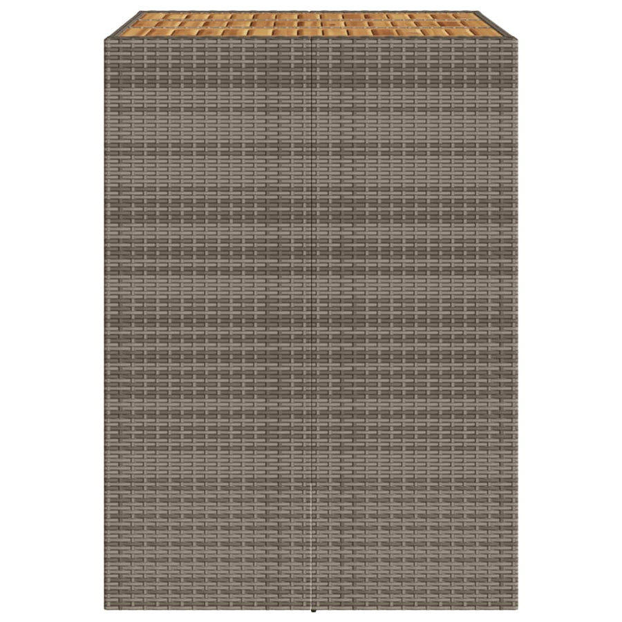 Tuintafel met acaciahouten blad 105x80x110 cm poly rattan grijs