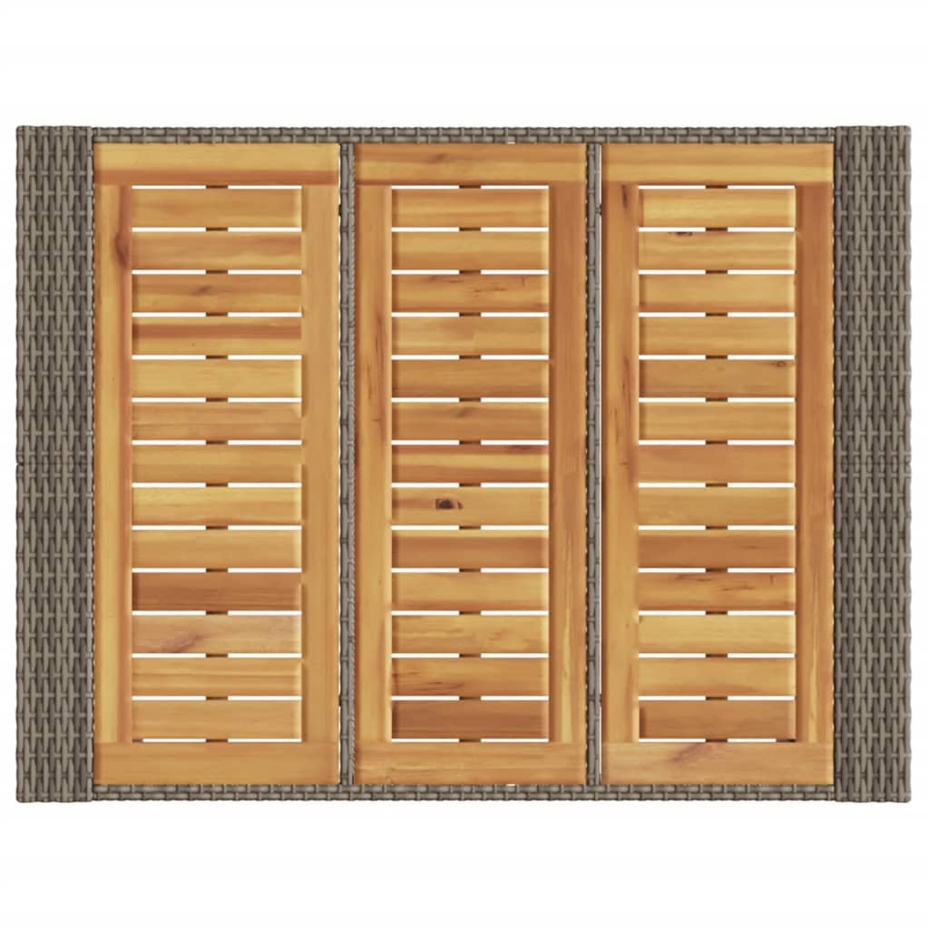 Tuintafel met acaciahouten blad 105x80x110 cm poly rattan grijs
